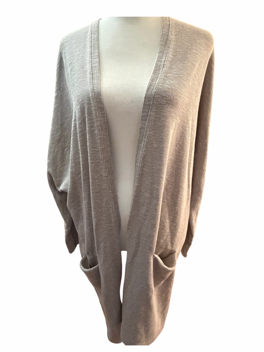 DONNI Gray Striped Open Front Cardigan – One Size